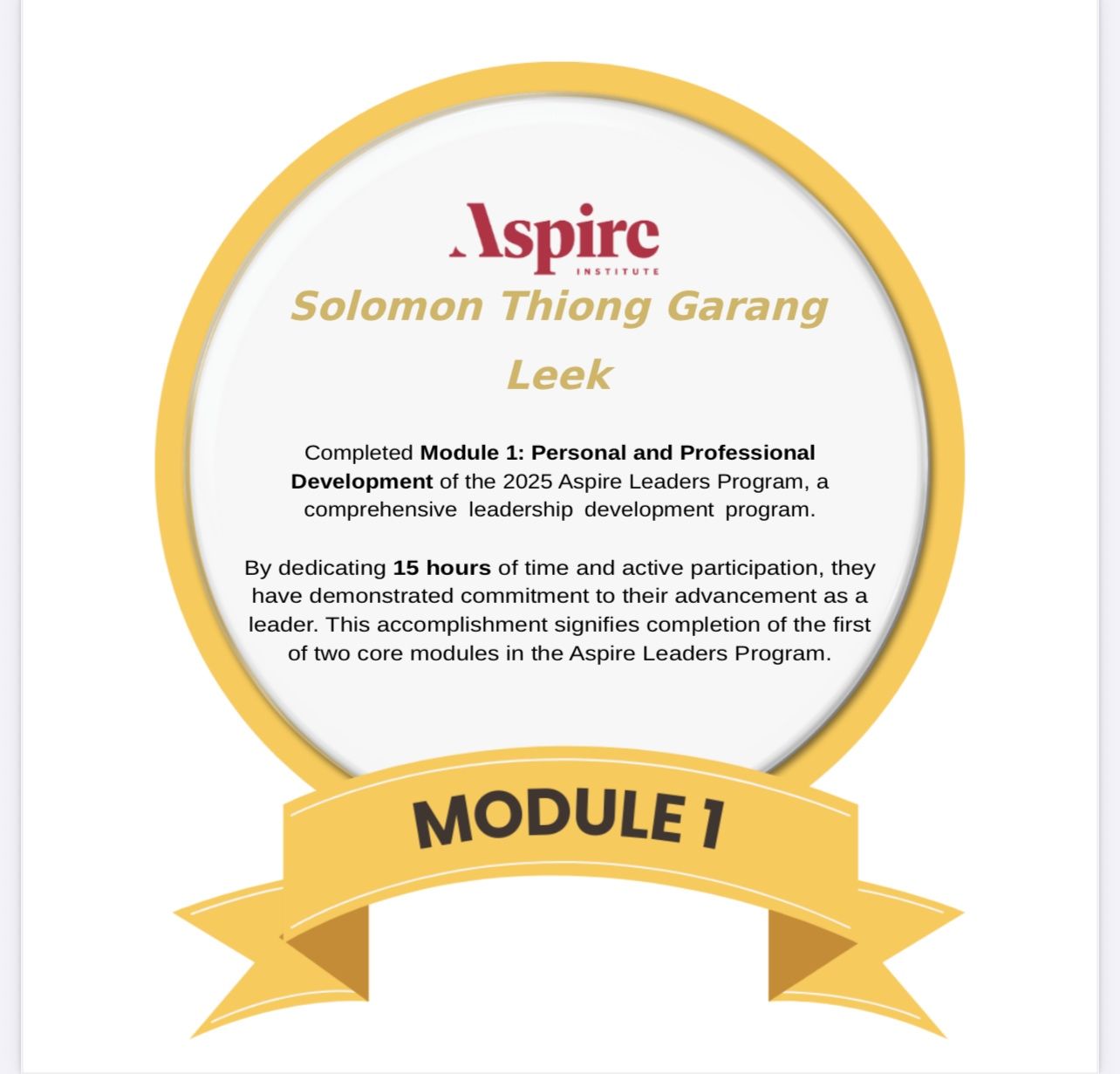 Solomon Thiong — Aspire Leaders Program